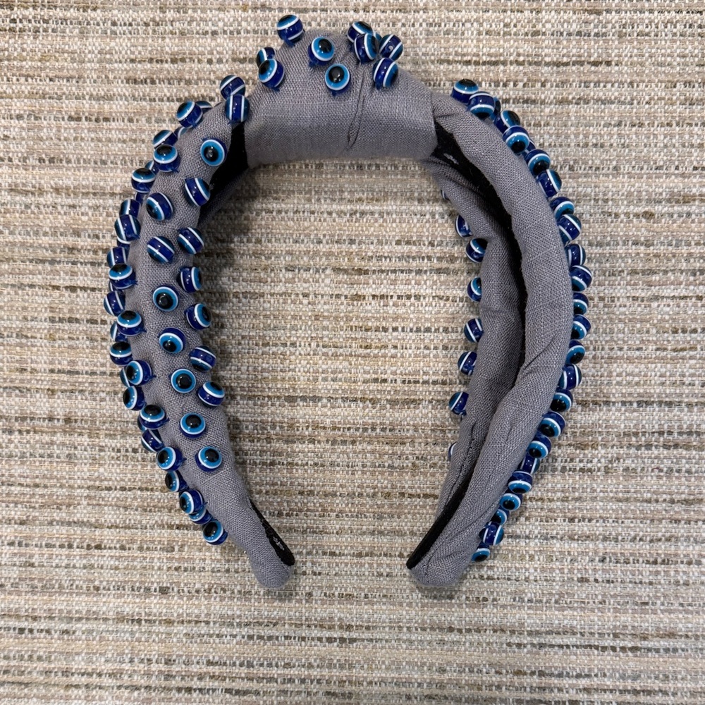 Lele Sadoughi Gray Headband with Seeing Eye Beads New